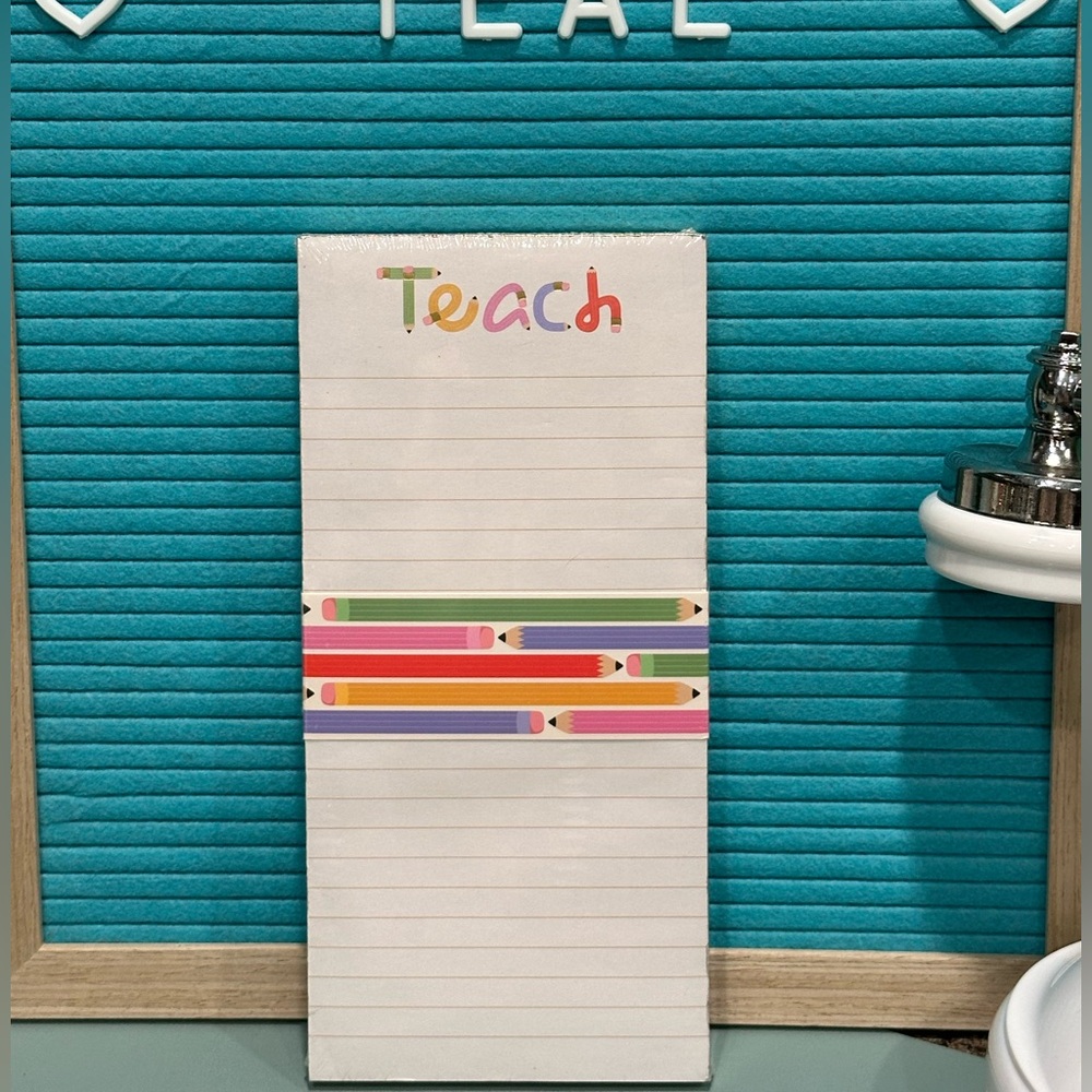 Colorful Teacher Notepad with Magnetic backing.